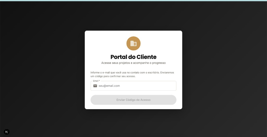 Tela de acesso do Portal do Cliente no ArquiSaaS, com envio de código por e-mail.