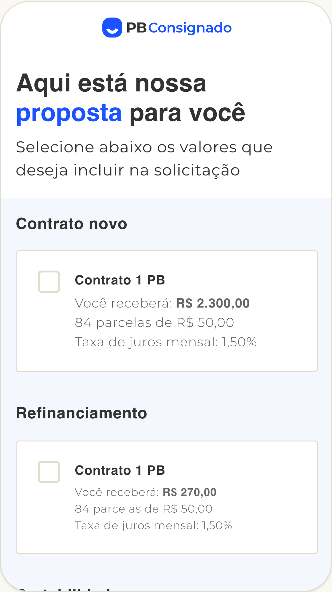 Paraná Banco — escolha das condições